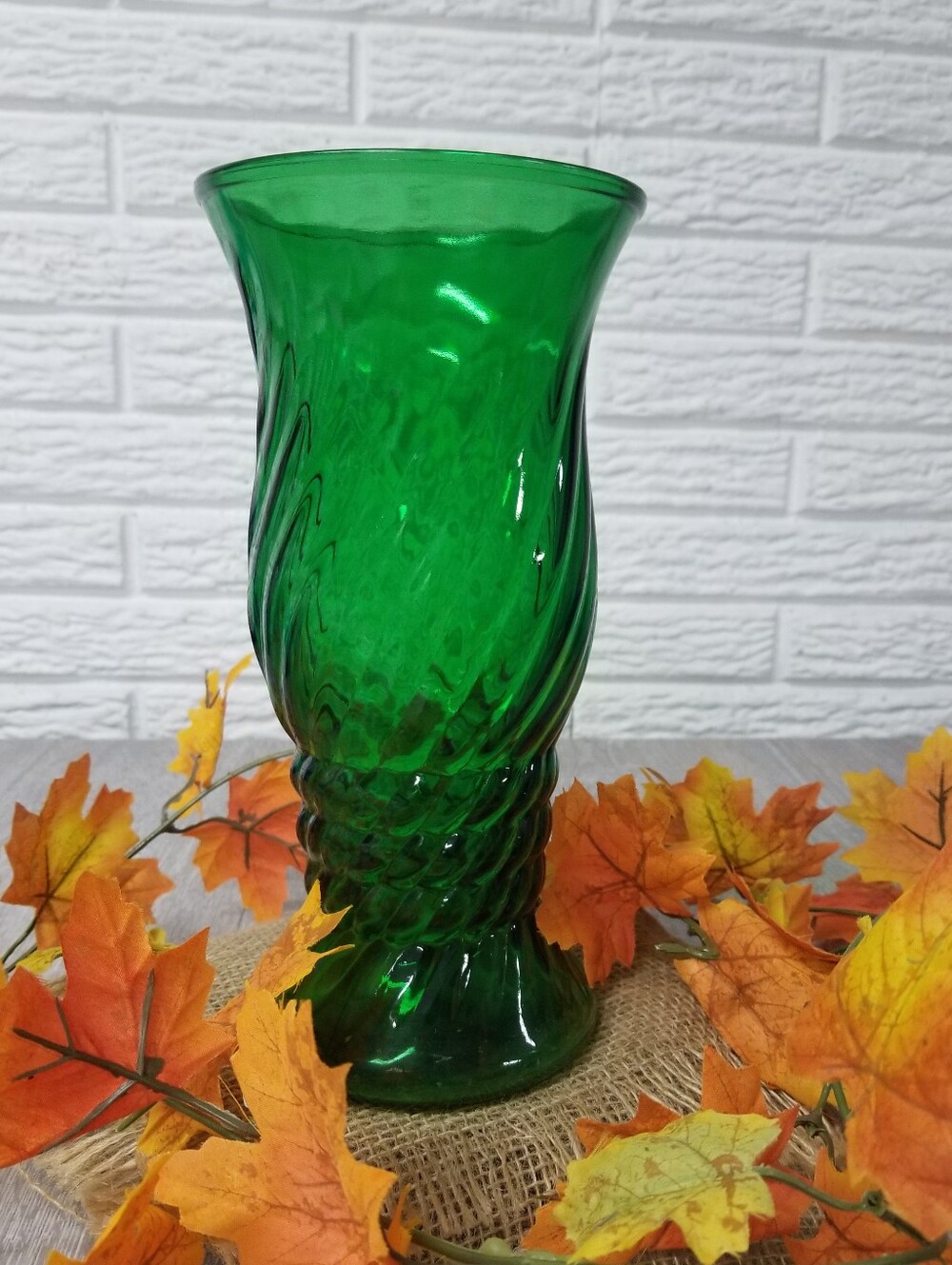 Vintage Emerald Green Vase Decor